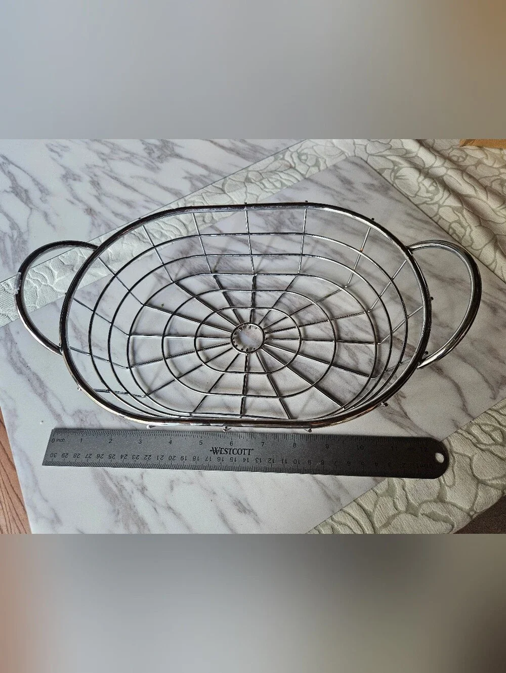 Chrome Wire Serving Basket with Handles - Silver